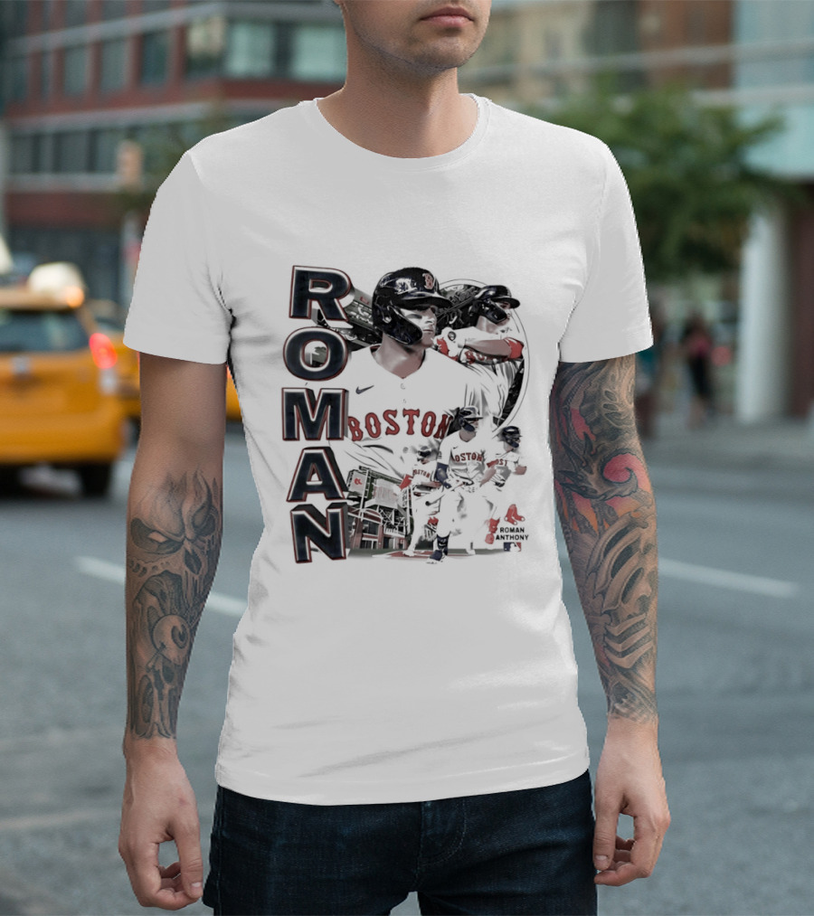 Roman Anthony Boston Red Sox 90s Bootleg Collage T-Shirt