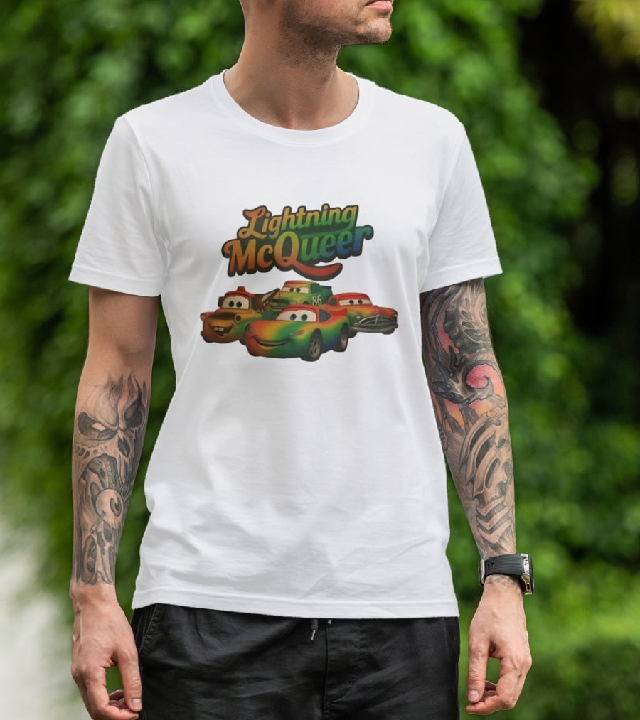 Lightning McQueer Pride Cars Movie Characters Rainbow T-Shirt
