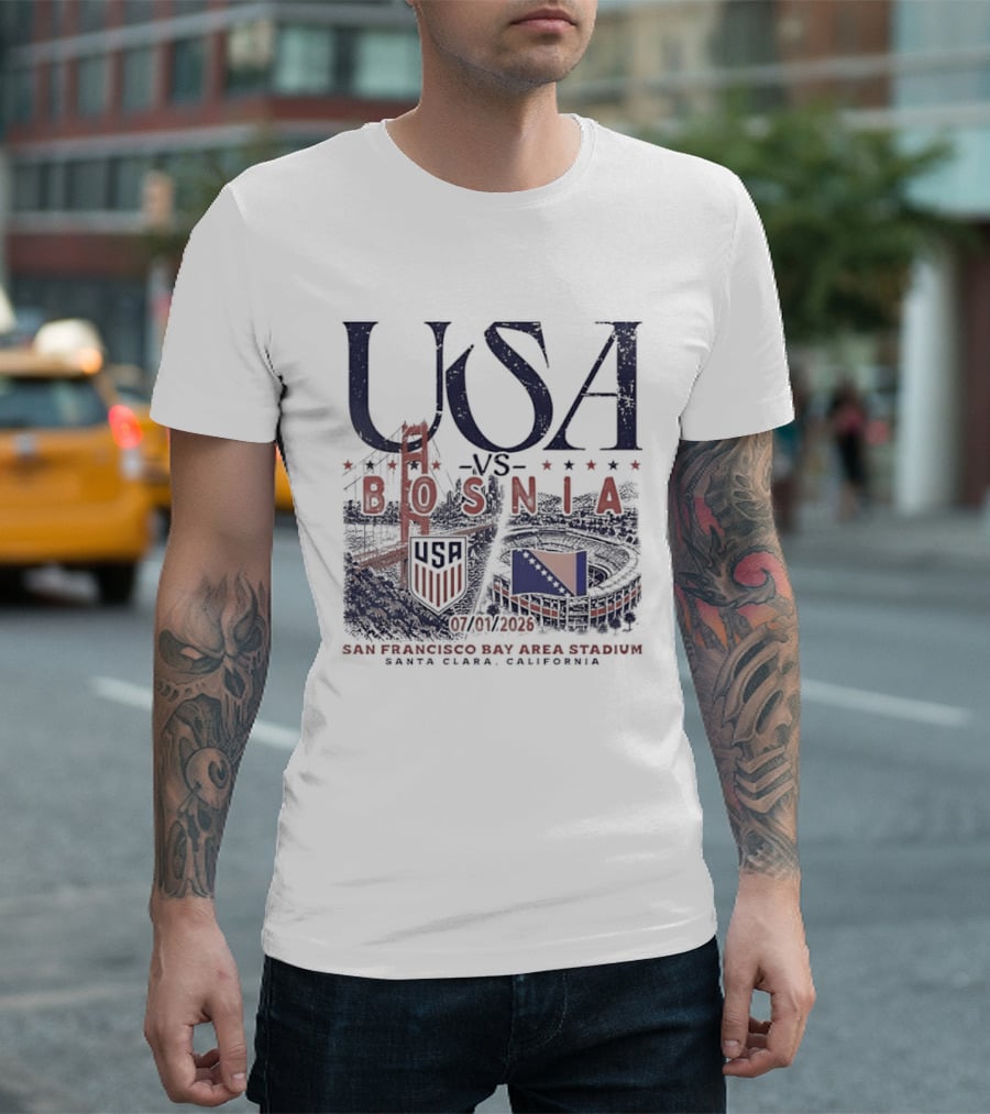 USA Vs Bosnia San Francisco Bay Area Stadium July 2026 Match Up T-Shirt