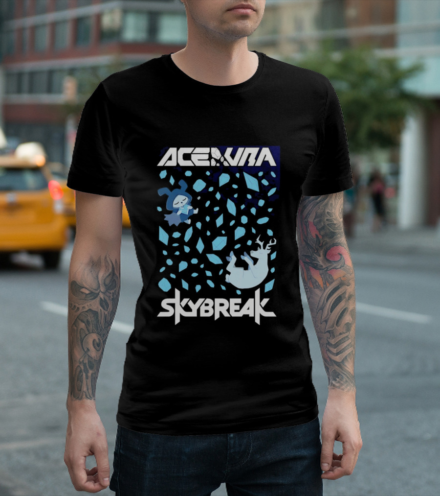 Ace Aura Skybreak EDM Music Artistic Falling Character And Deer With Blue Leaves T-Shirt