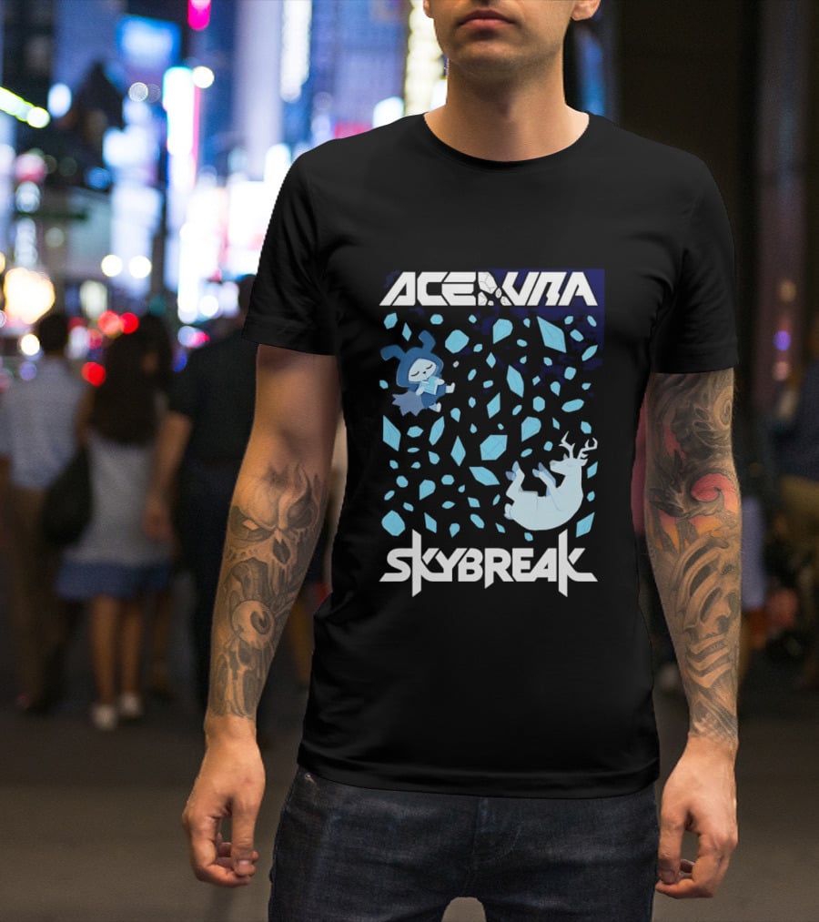 Ace Aura Skybreak EDM Music Artistic Falling Character And Deer With Blue Leaves T-Shirt