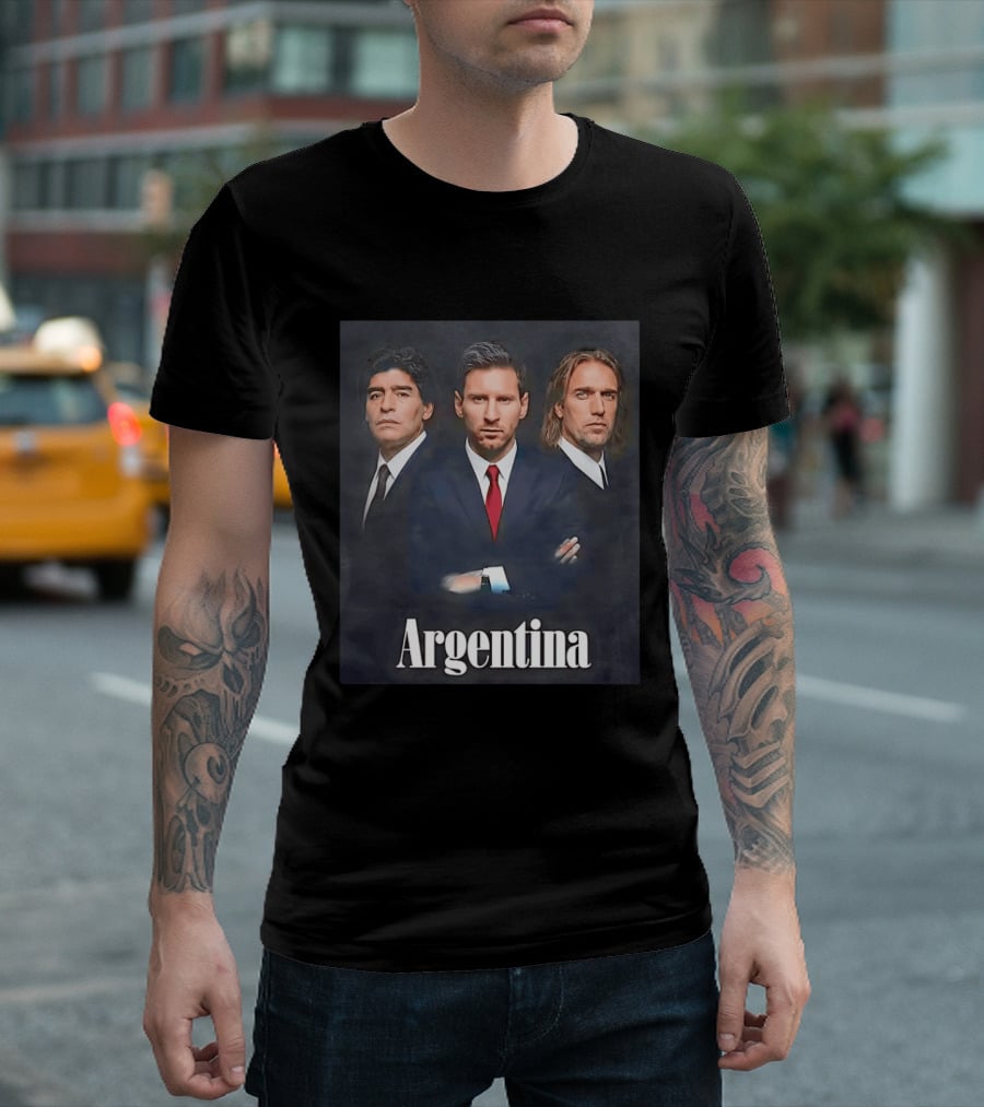 Argentina Legends Diego Maradona Lionel Messi Mario Kempes T-Shirt