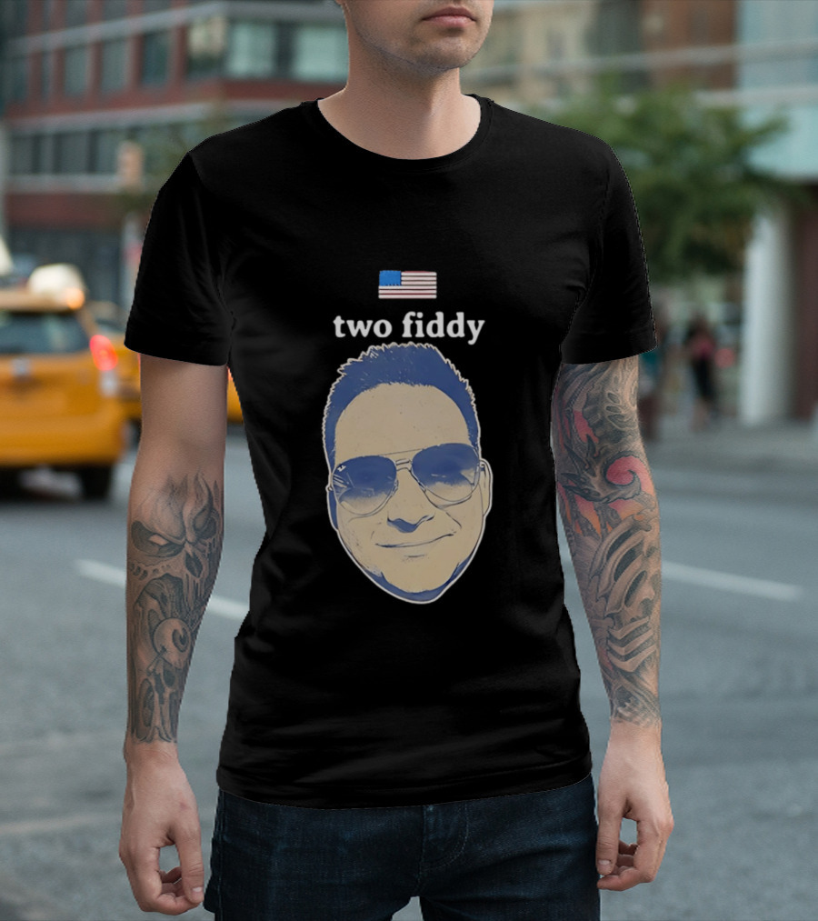 Two Fiddy Jeremy Robinson Face With Sunglasses American Flag T-Shirt