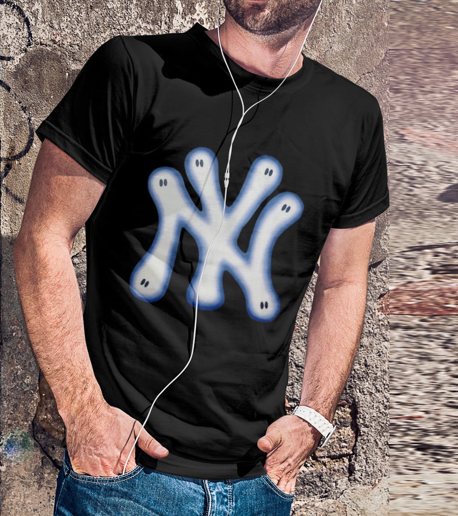 New York Yankees Ghostly Logo With Spooky Eyes T-Shirt