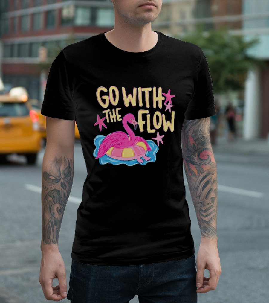 Go With The Flow Flamingo Summer Tropical Vibes T-Shirt