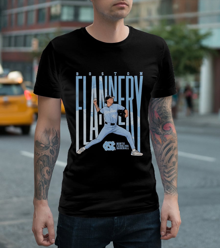 Boston Flannery North Carolina Tar Heels Baseball Carolina 42 T-Shirt