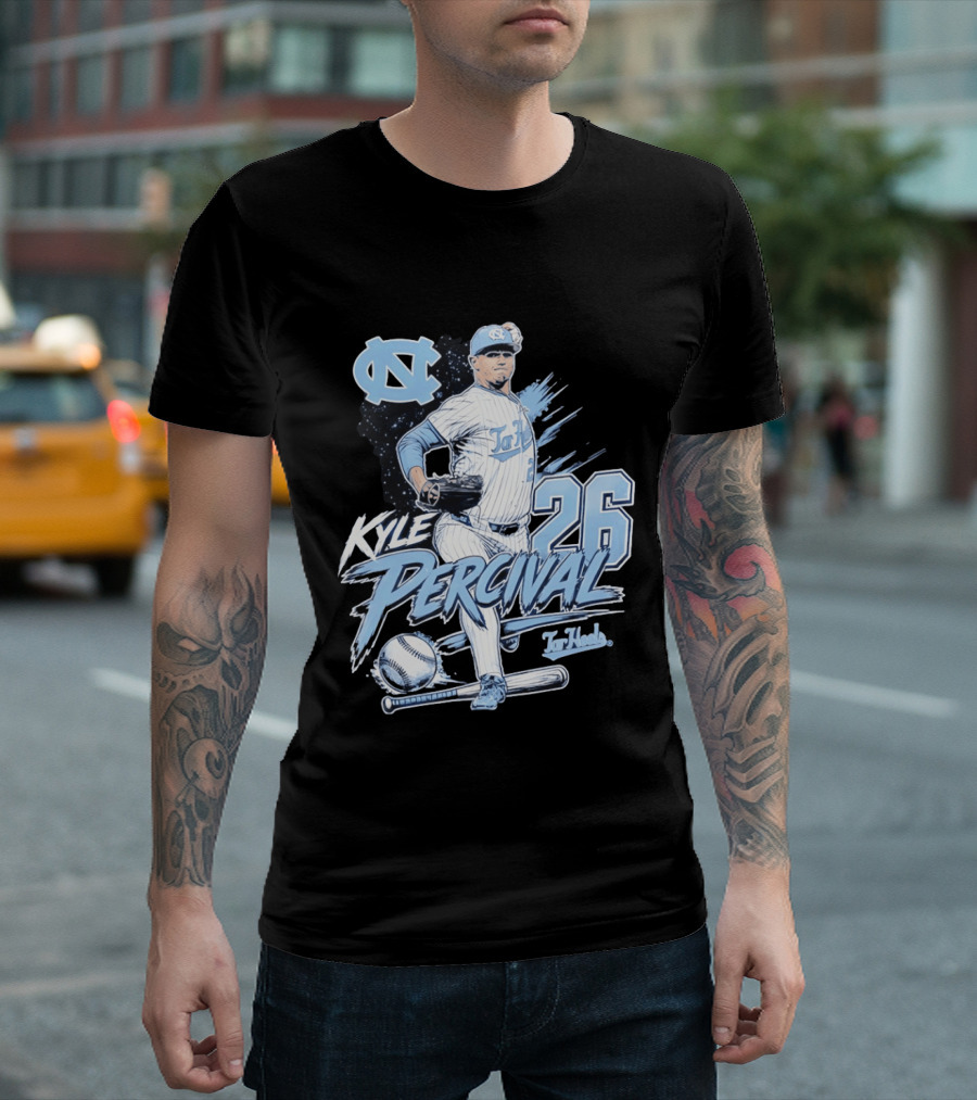 North Carolina Tar Heels Kyle Percival 26 Baseball Pitcher T-Shirt