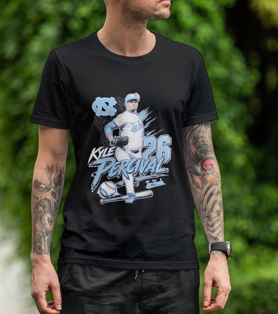 North Carolina Tar Heels Kyle Percival 26 Baseball Pitcher T-Shirt