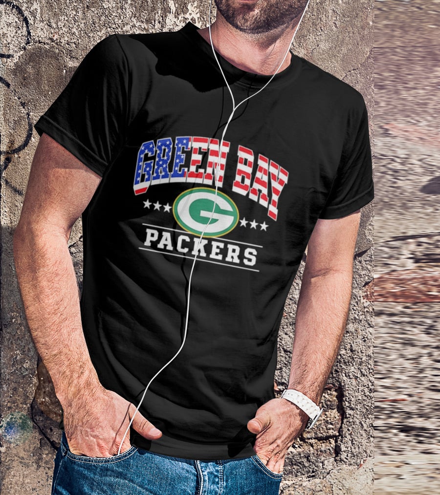 Green Bay Packers 1776 2026 250 Years 4th Of July American Flag T-Shirt