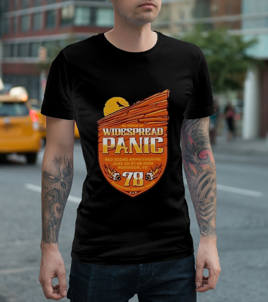 40 Years Of Widespread Panic Red Rocks Amphitheatre June 26 28 2026 Morrison Colorado 78 Consecutive Sold Out Shows T-Shirt