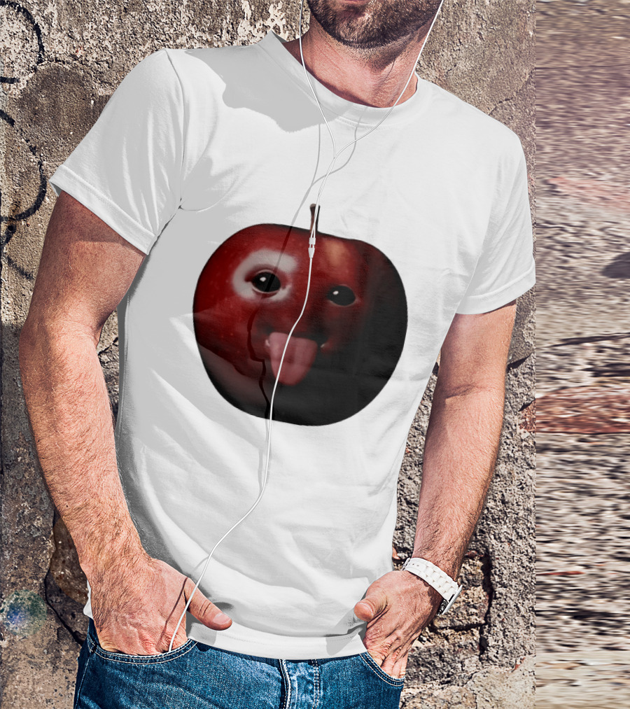 Apple Sticking Out Tongue Funny Fruit Face T-Shirt