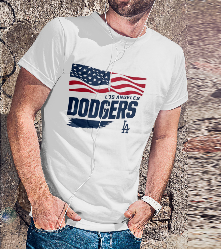 Los Angeles Dodgers Waving Flag LA Dodgers Starter Baseball Team T-Shirt