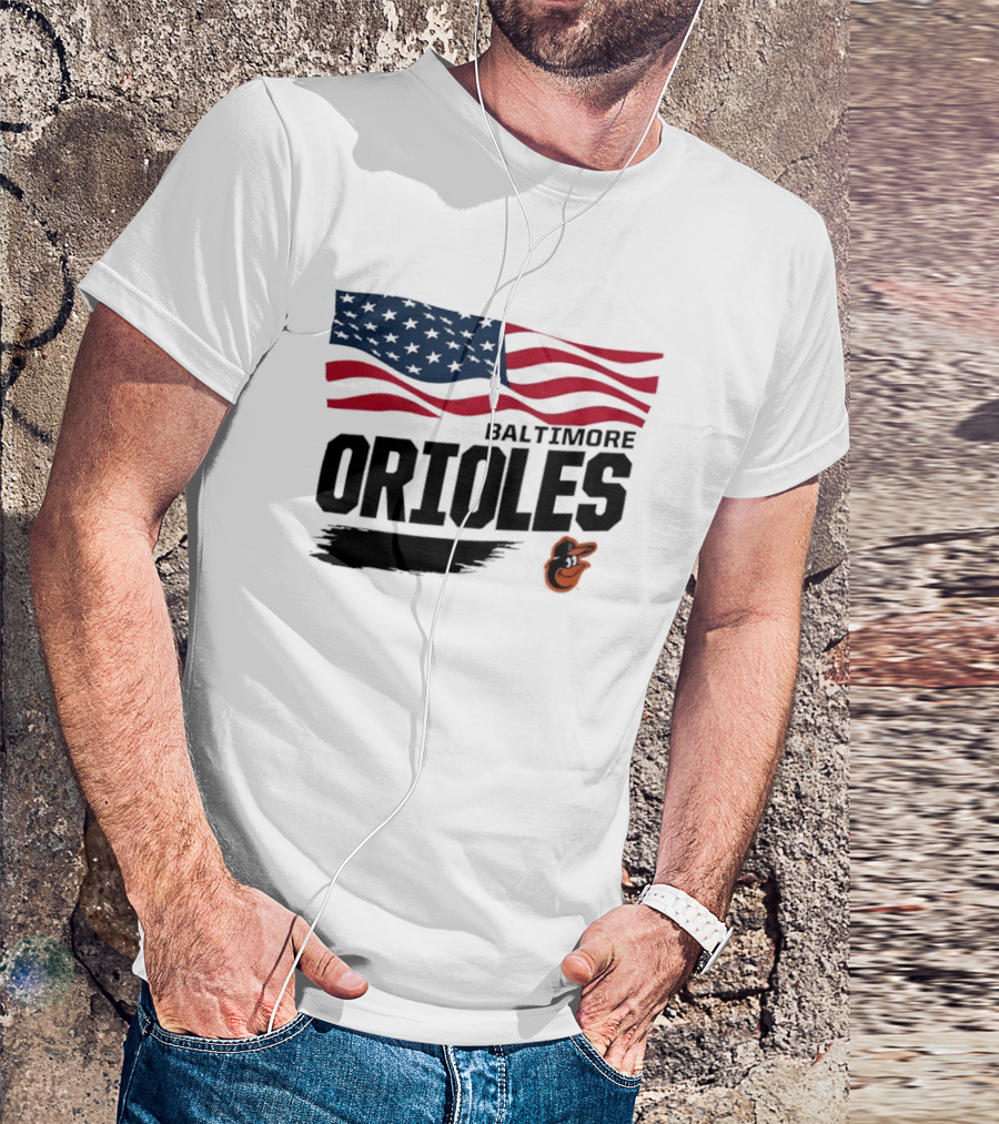Baltimore Orioles American Flag MLB Team T-Shirt