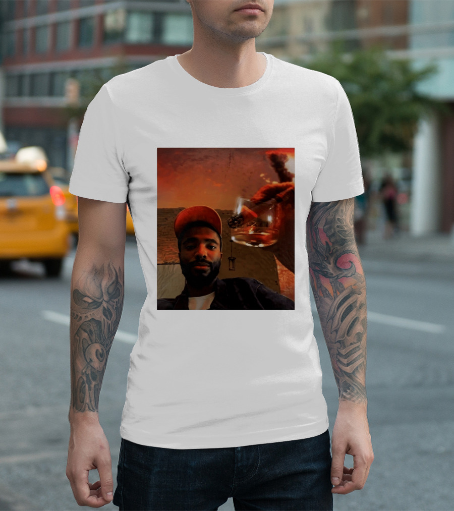 Mikal Bridges Phoenix Suns Cigar Whiskey Glass Sunset Vibes T-Shirt