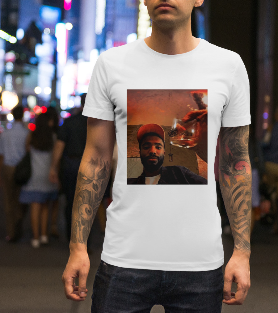Mikal Bridges Phoenix Suns Cigar Whiskey Glass Sunset Vibes T-Shirt