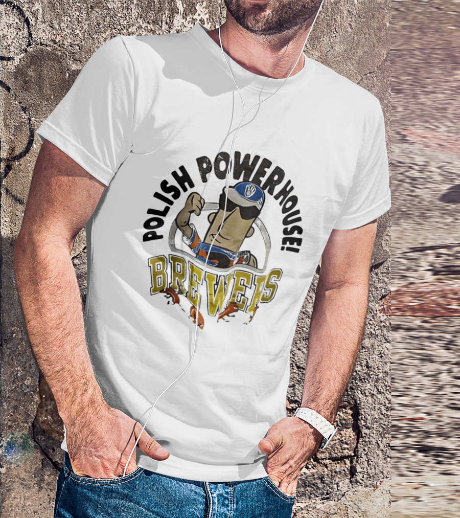 Milwaukee Brewers Polish Powerhouse Sausage Flexing T-Shirt