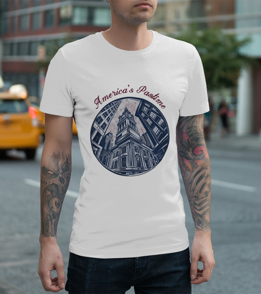 Philadelphia Independence Hall America's Pastime Baseball T-Shirt