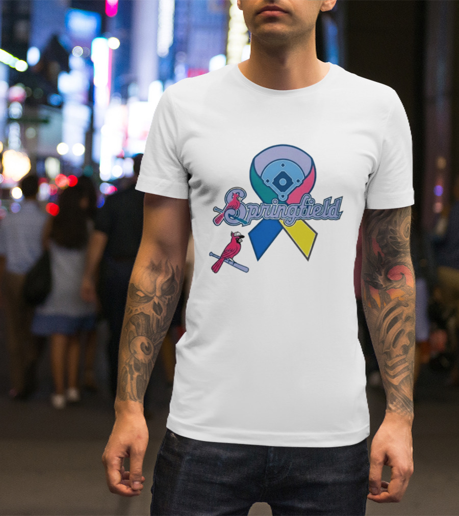 Springfield Cardinals Awareness Ribbon Baseball Team Unity T-Shirt