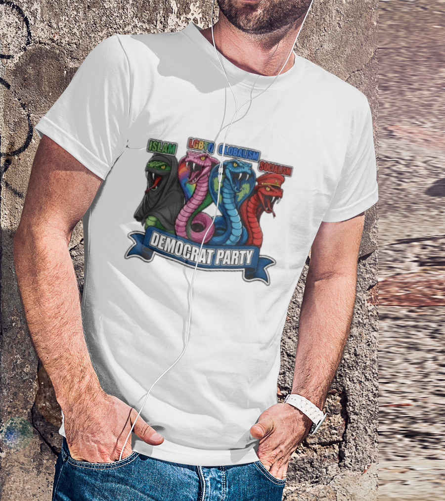 Islam LGBTQ Globalism Socialism Democrat Party Cobra Banner T-Shirt