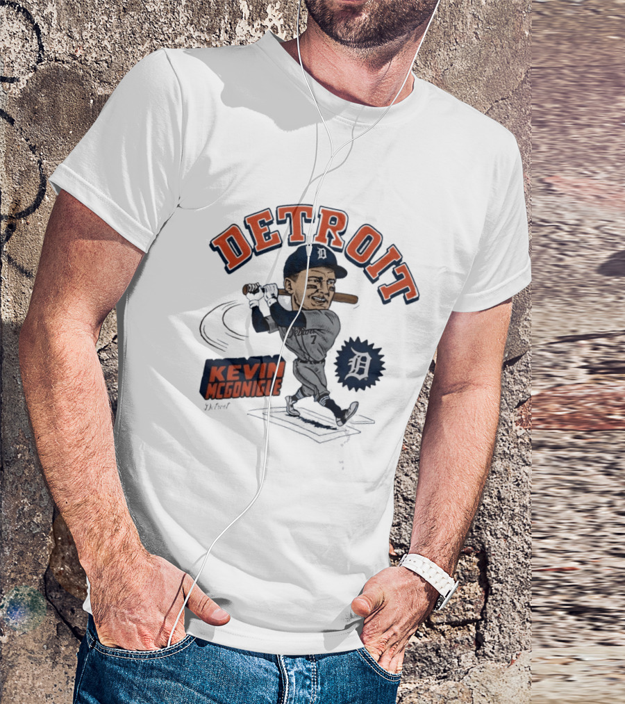 Detroit Kevin McGonigle Tigers Baseball Player Caricature T-Shirt