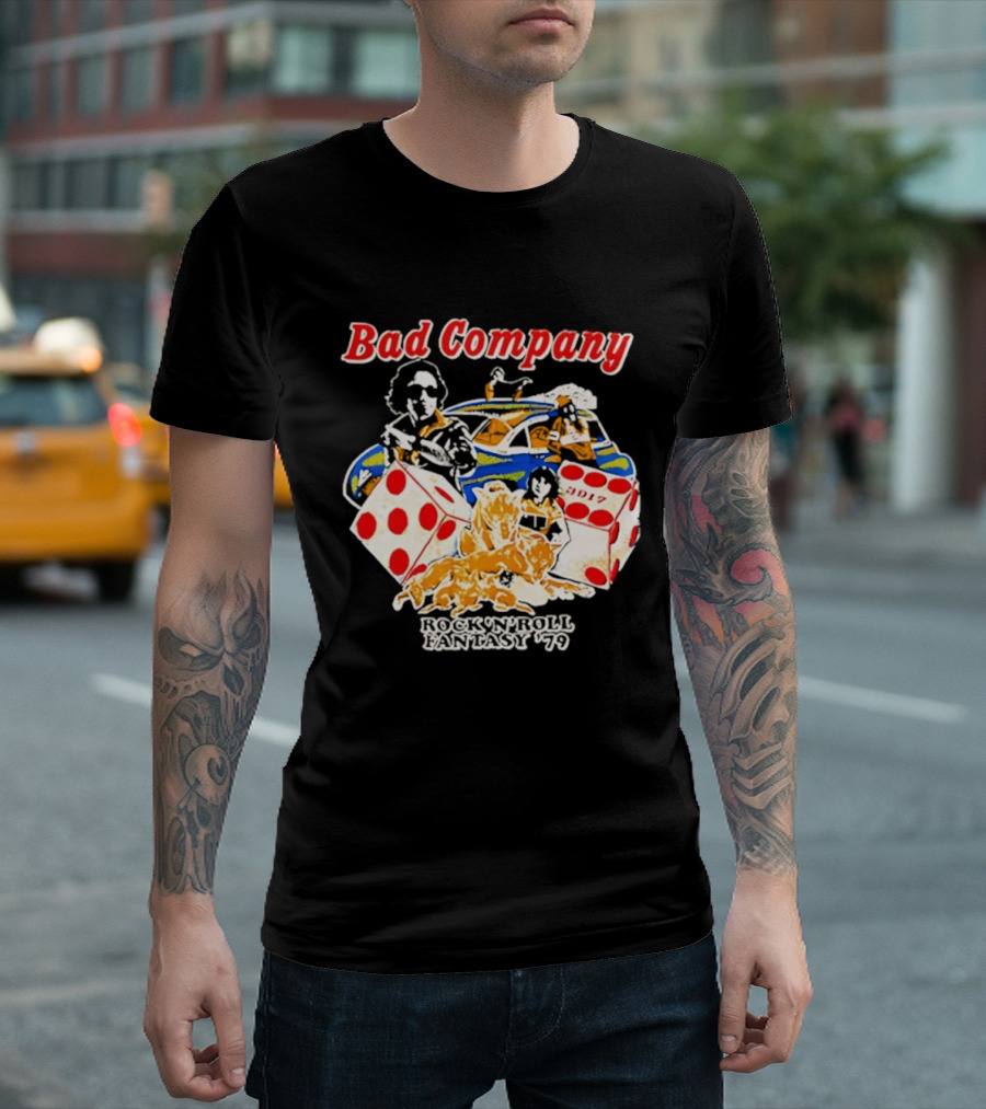Bad Company Rock N Roll Fantasy '90 Dice And Muscle Car T-Shirt