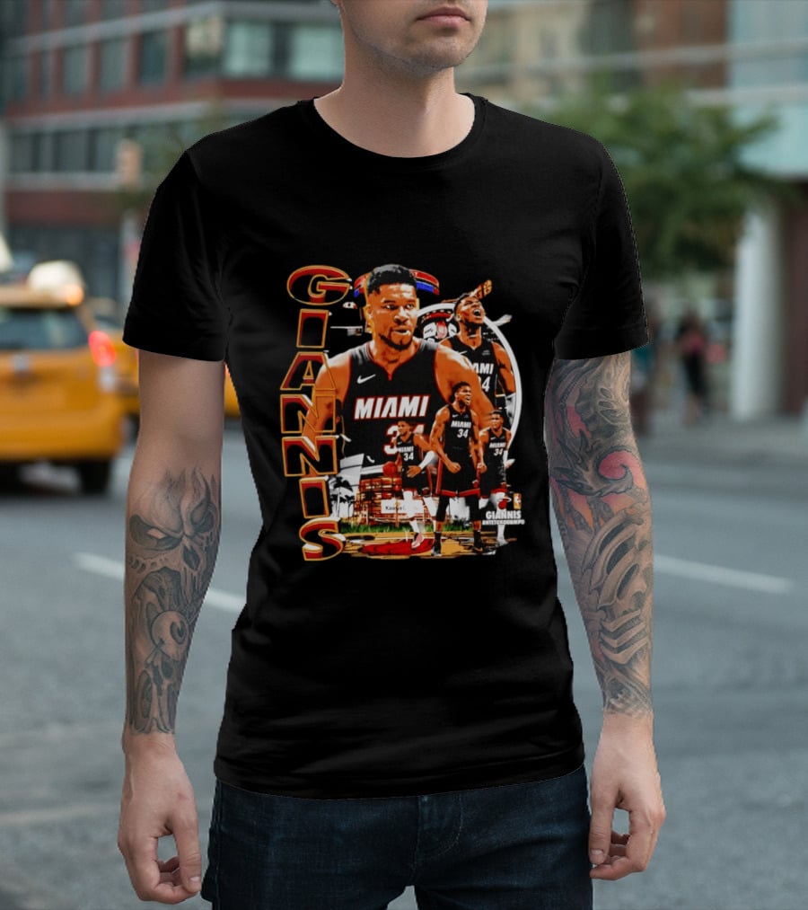 Giannis Antetokounmpo Miami Heat 90s Bootleg Retro Basketball T-Shirt