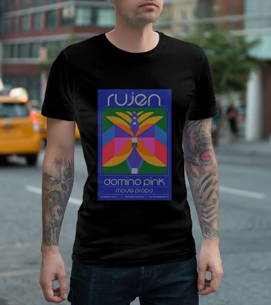 Rujen Domino Pink Movie Props Saturday August 1 Bayboro Brewing St. Petersburg FL T-Shirt