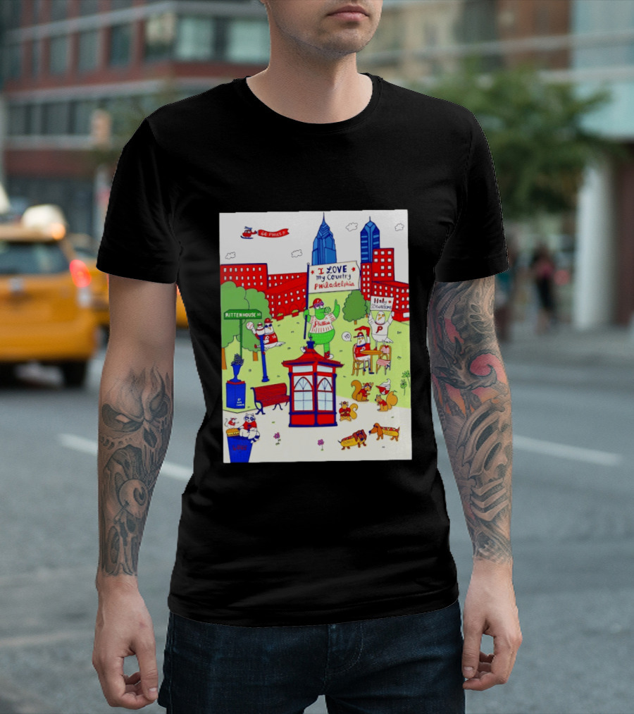 Philadelphia Phillies I Love My Country Rittenhouse Square Phillies Go Phils T-Shirt