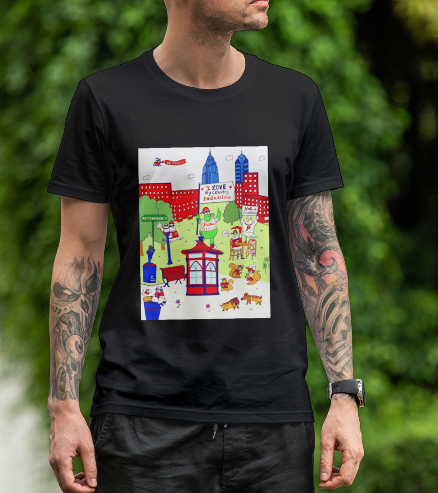 Philadelphia Phillies I Love My Country Rittenhouse Square Phillies Go Phils T-Shirt