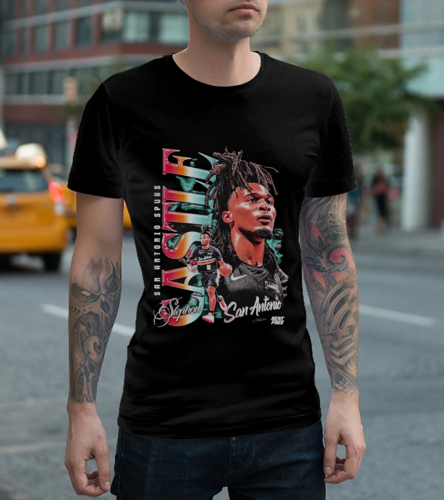 Stephon Castle San Antonio Spurs Player Collage Rent Free T-Shirt