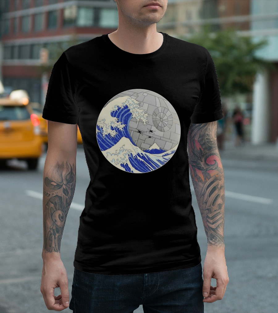 The Great Wave Off Kanagawa Meets Death Star Star Wars T-Shirt