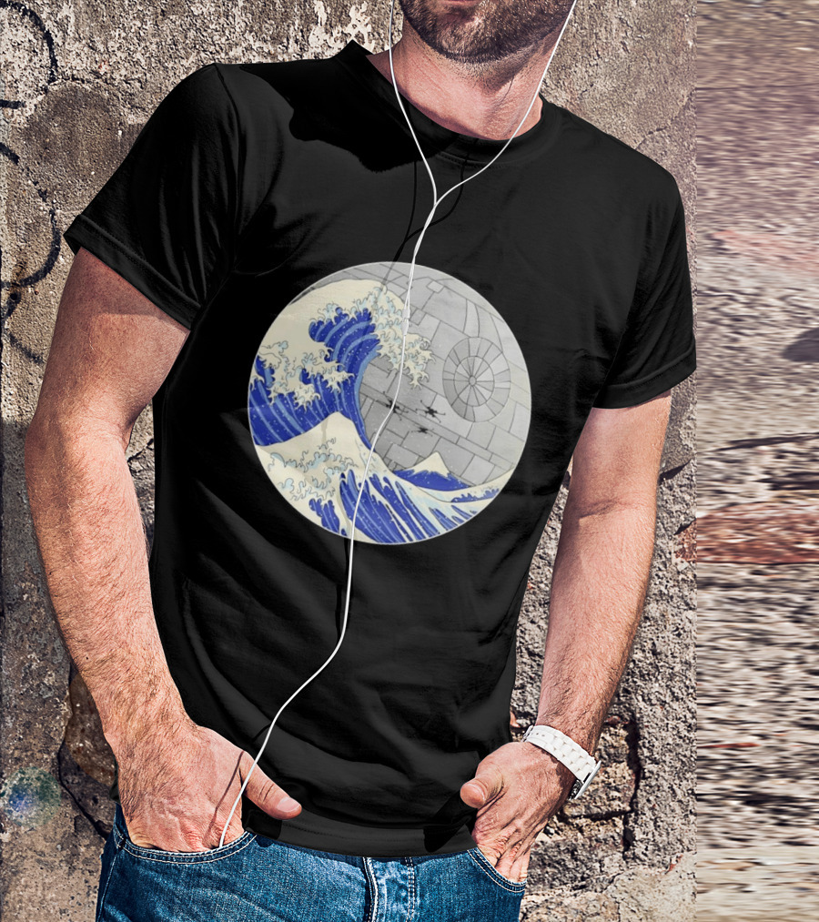 The Great Wave Off Kanagawa Meets Death Star Star Wars T-Shirt