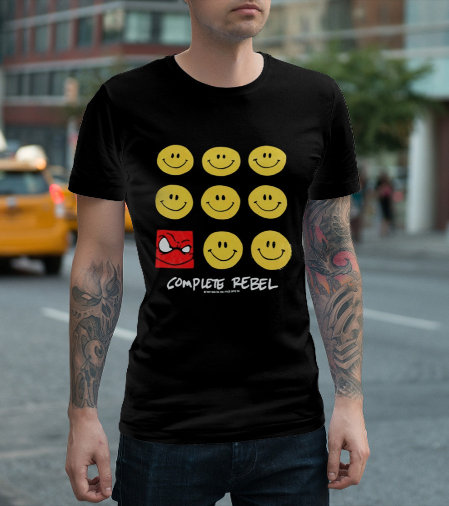 Complete Rebel Smiley Faces Red Square T-Shirt
