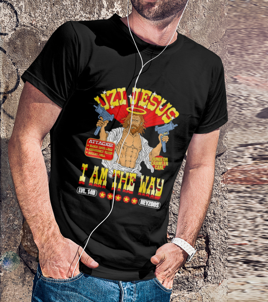 Uzi Jesus I Am The Way Dungeon Crawler Card Bullet Hell T-Shirt