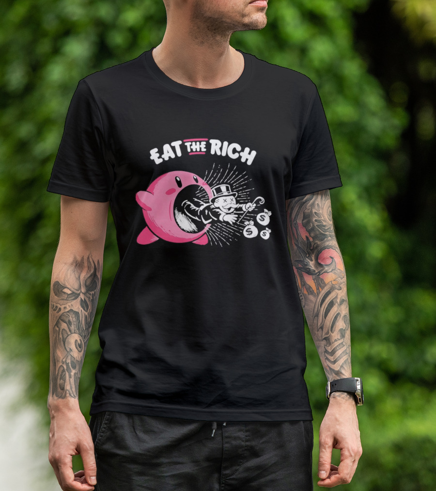Eat The Rich Kirby Devours Rich Uncle Pennybags Dollar Signs T-Shirt