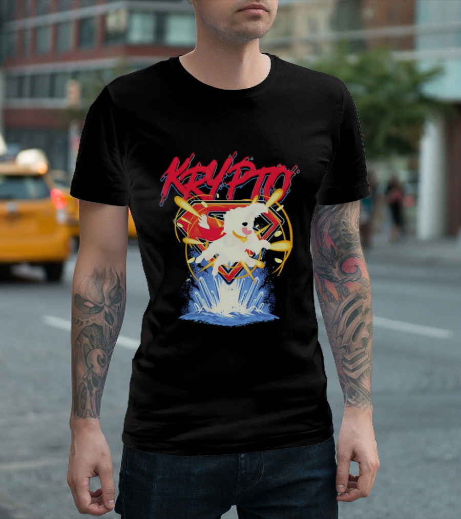 Krypto The Superdog With Superman Symbol And Skateboard T-Shirt