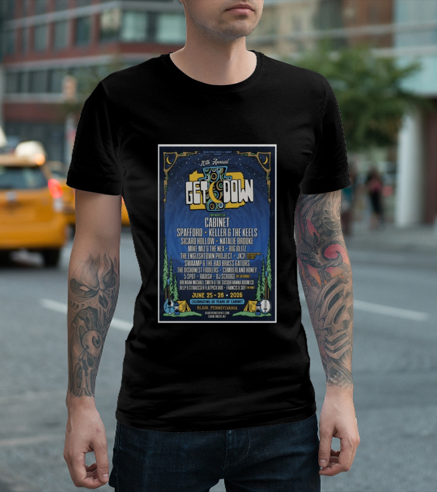 10th Annual Get Down Blain Pennsylvania June 25 28 2026 Spafford Keller & The Keels Cabinet Concert Lineup T-Shirt