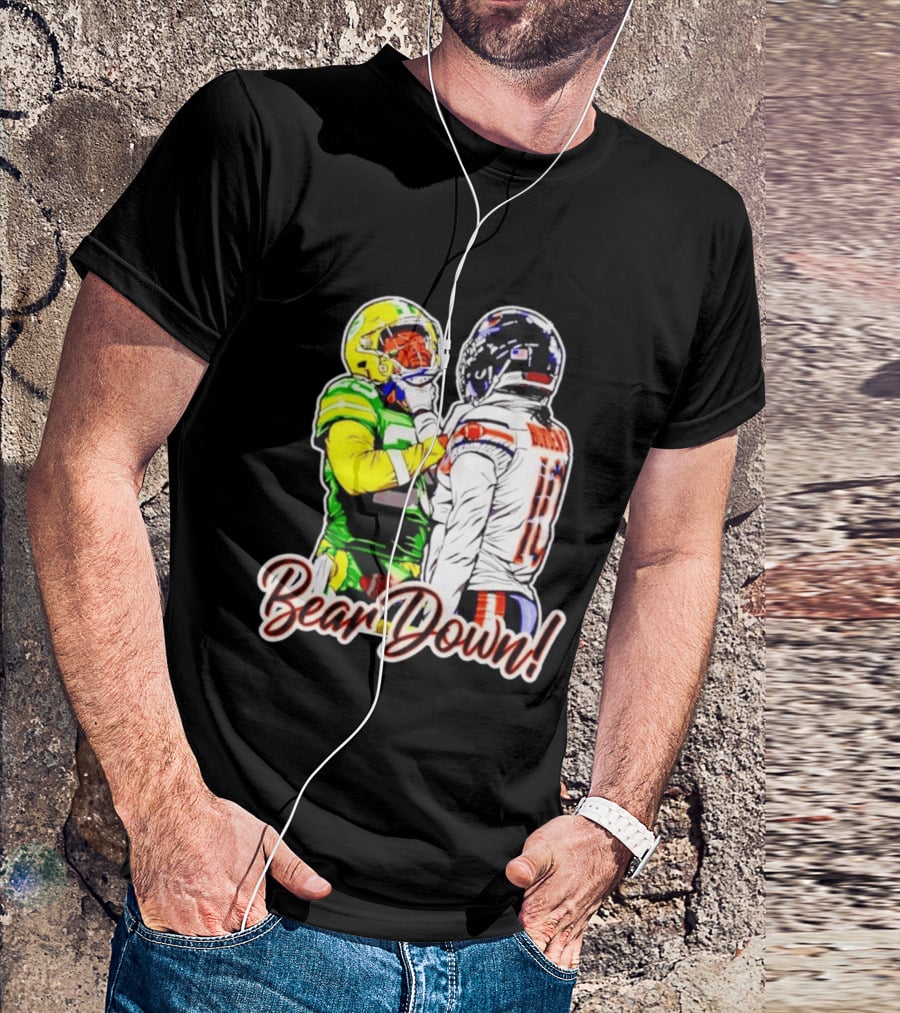 Aaron Rodgers Green Bay Packers Versus Luther Burden III Chicago Bears Bear Down Rivalry T-Shirt