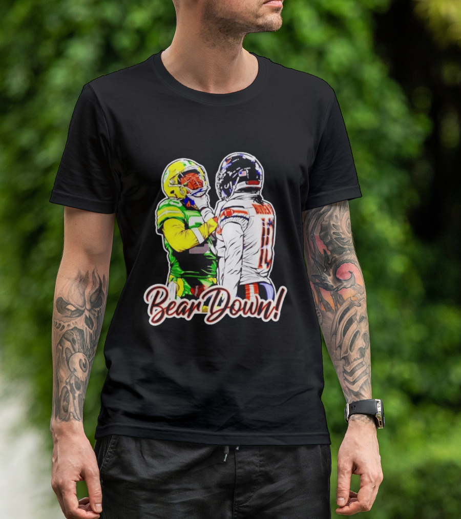 Aaron Rodgers Green Bay Packers Versus Luther Burden III Chicago Bears Bear Down Rivalry T-Shirt