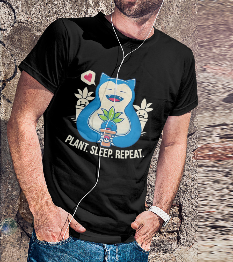Snorlax Plant Sleep Repeat Heart Loving Plant Characters T-Shirt