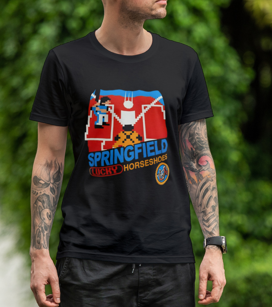 Springfield Lucky Horseshoes The Simpsons Video Game Styled Crest T-Shirt