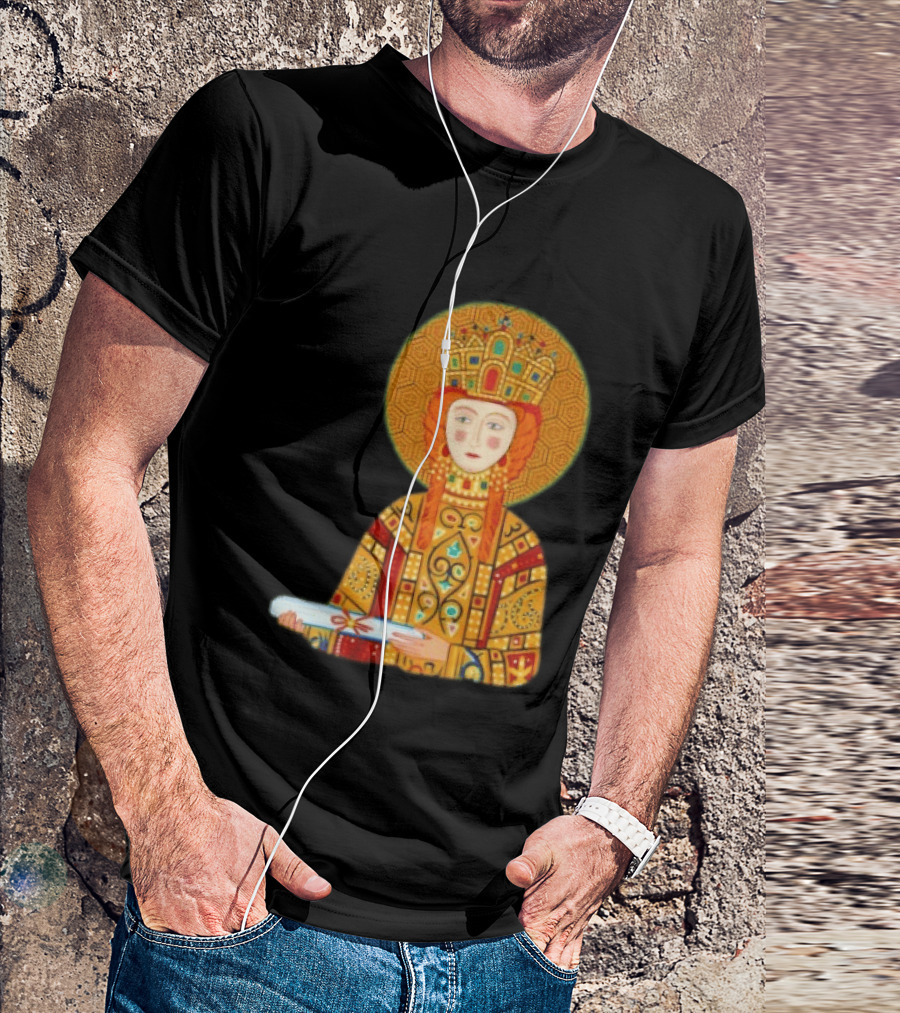 Byzantine Empress Eirene Colorful Regal Icon With Golden Crown And Scroll T-Shirt