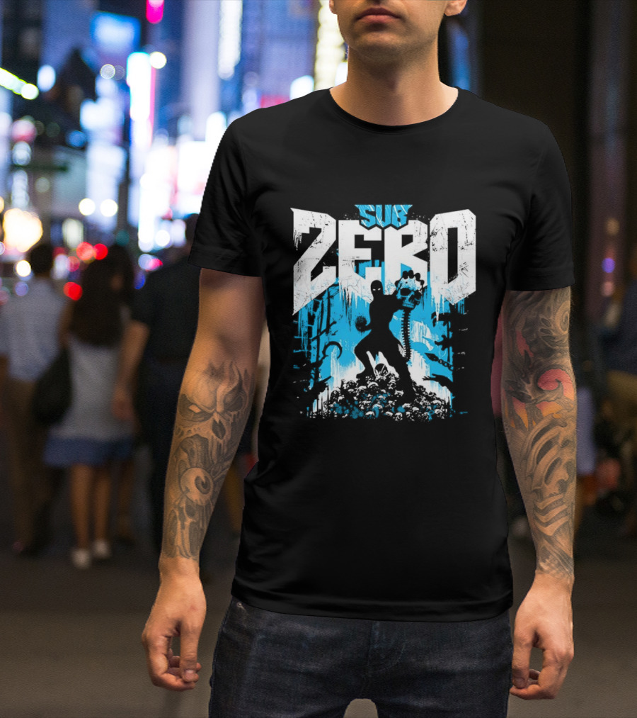 Mortal Kombat Sub Zero Ice Blue Silhouette And Freeze T-Shirt