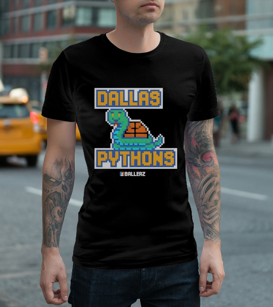 Dallas Pythons Ballerz Basketball Pixel Snake T-Shirt