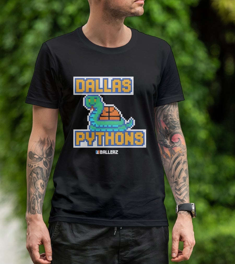 Dallas Pythons Ballerz Basketball Pixel Snake T-Shirt