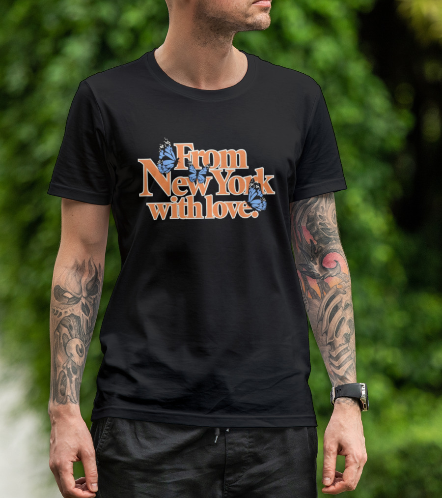 From New York With Love Blue Butterfly T-Shirt