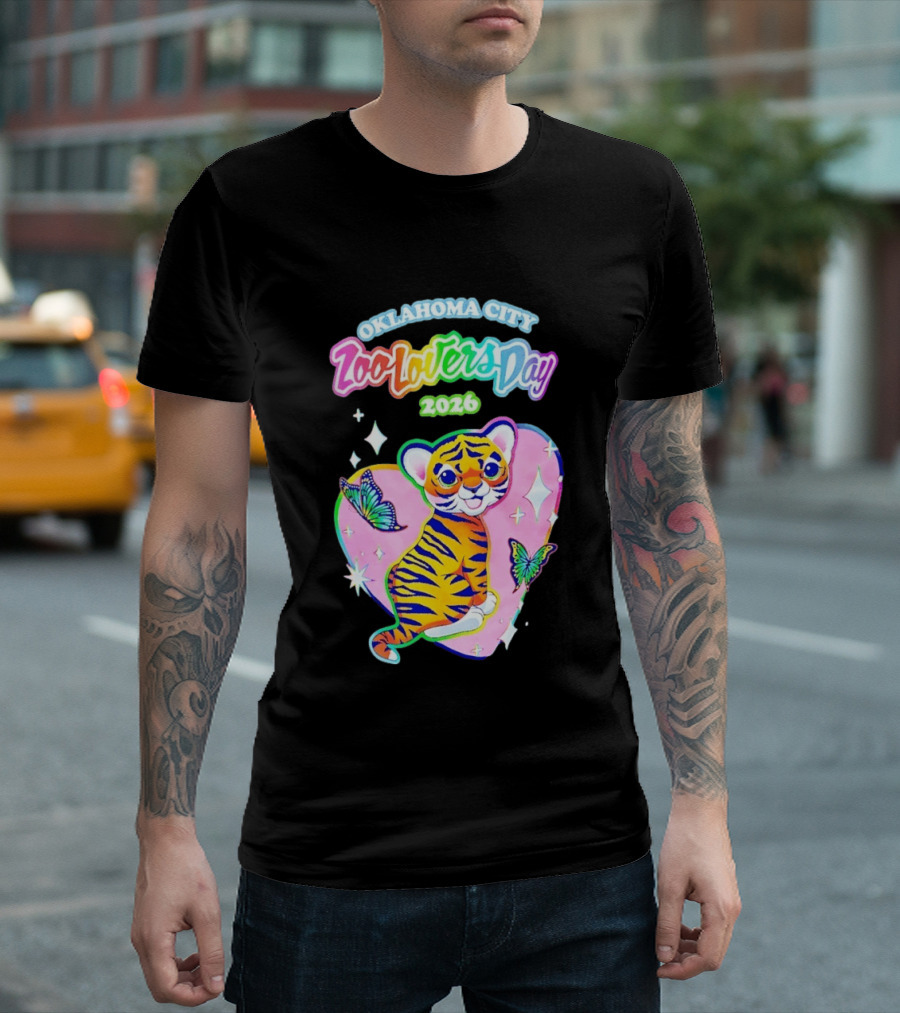 Oklahoma City Zoo Lovers Day 2026 Tiger And Butterflies Hearts T-Shirt