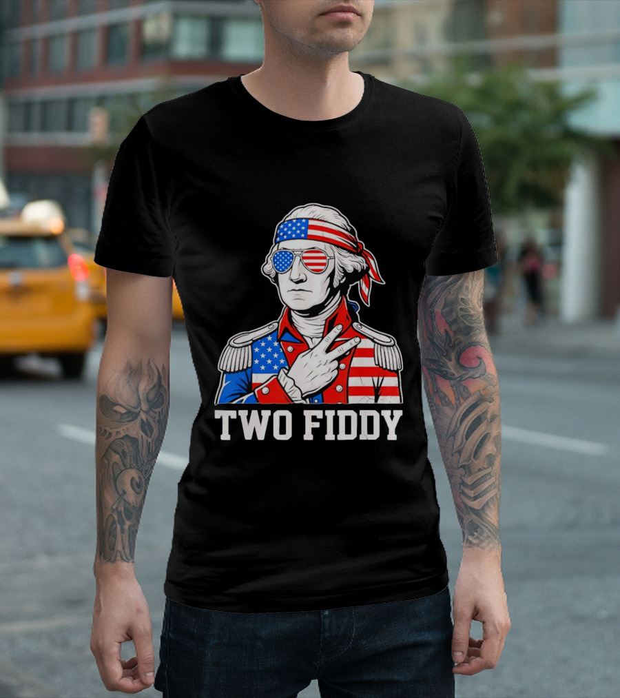 Two Fiddy George Washington American Flag 250th Anniversary T-Shirt