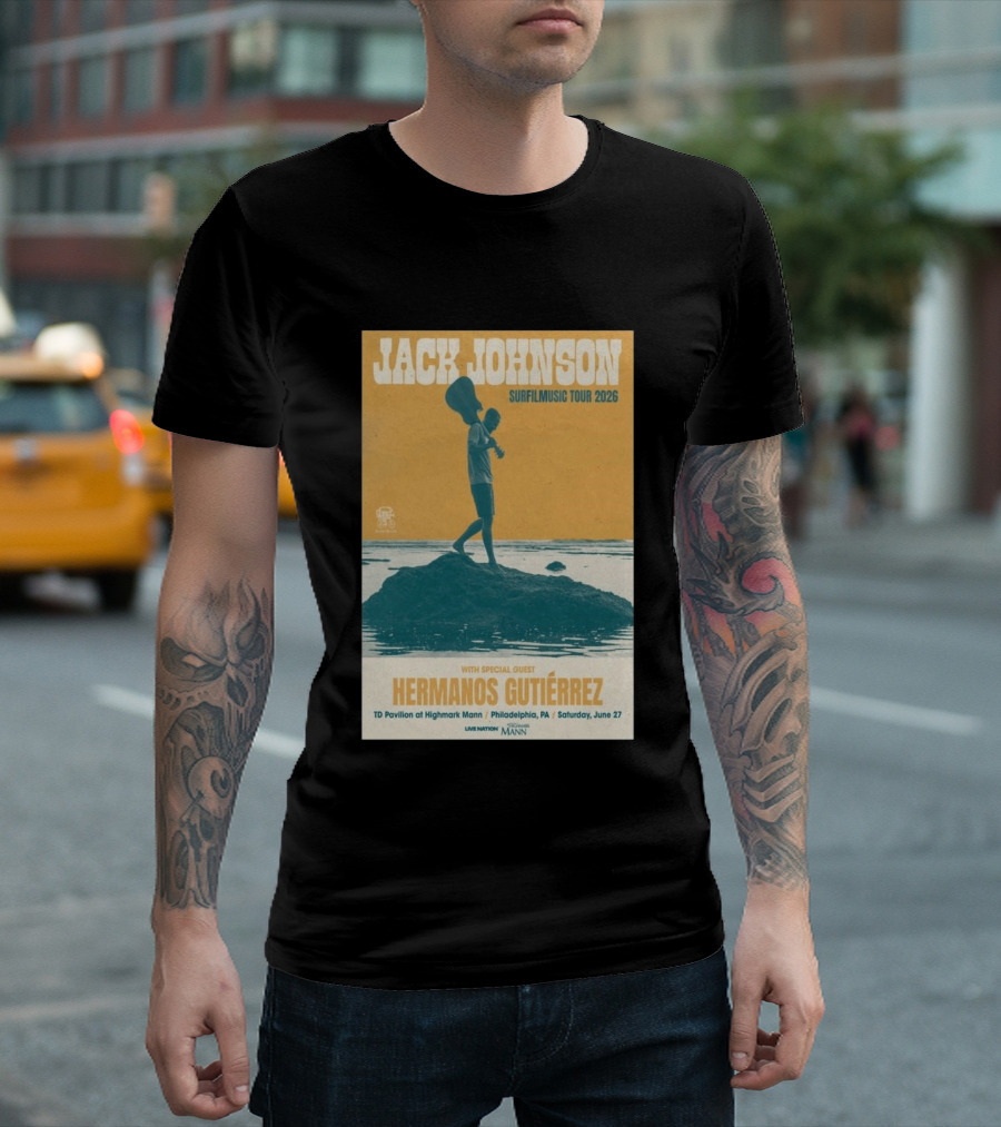 Jack Johnson Surfmusic Tour 2026 Philadelphia TD Pavilion With Special Guest Hermanos Gutiérrez June 27 T-Shirt