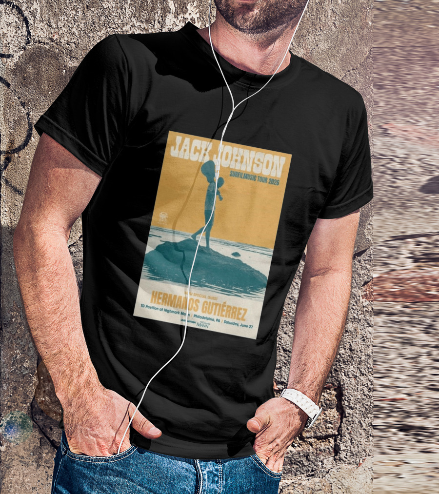 Jack Johnson Surfmusic Tour 2026 Philadelphia TD Pavilion With Special Guest Hermanos Gutiérrez June 27 T-Shirt